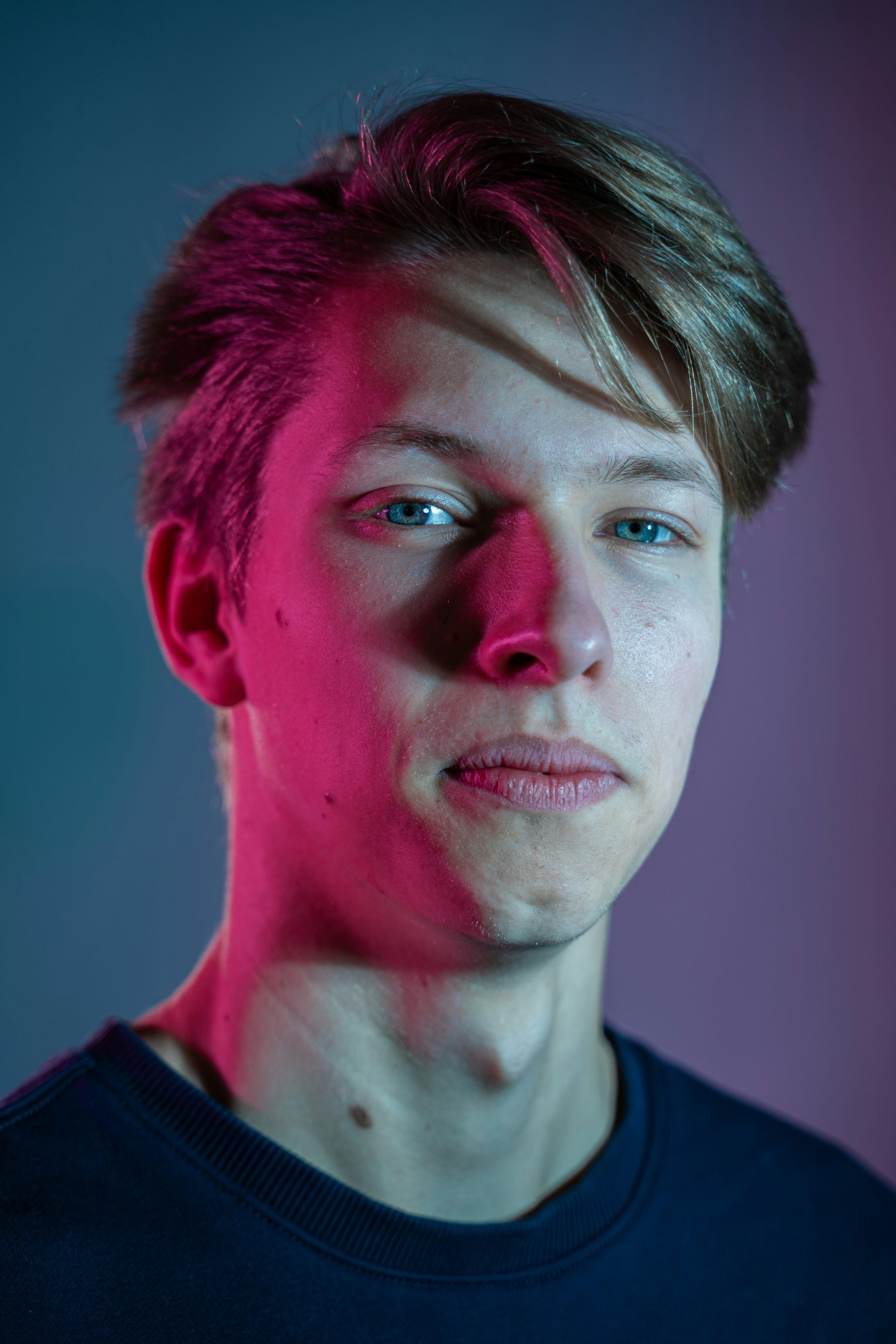 Studio portrait with dramatic lighting