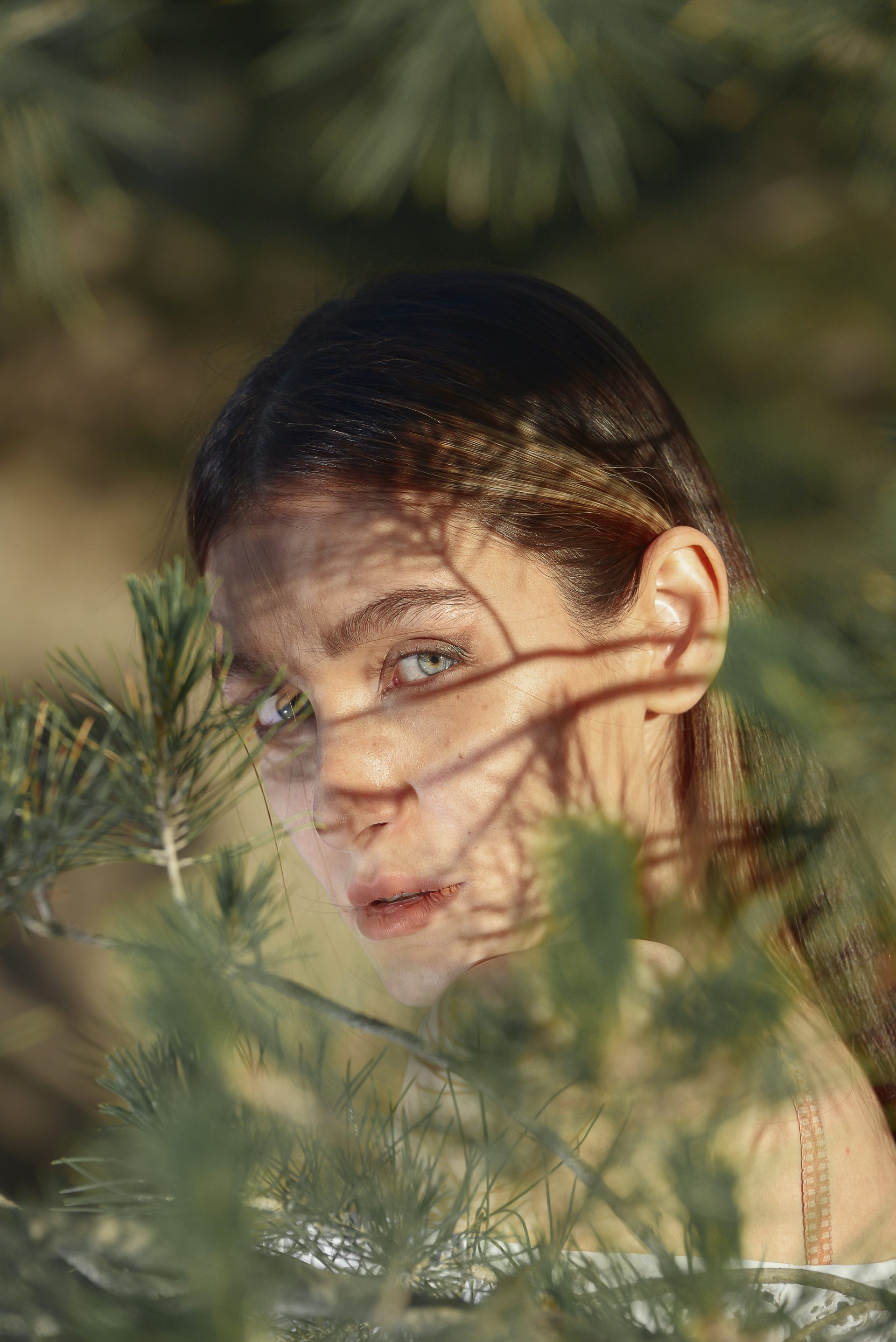 Creative portrait with colour backdrop