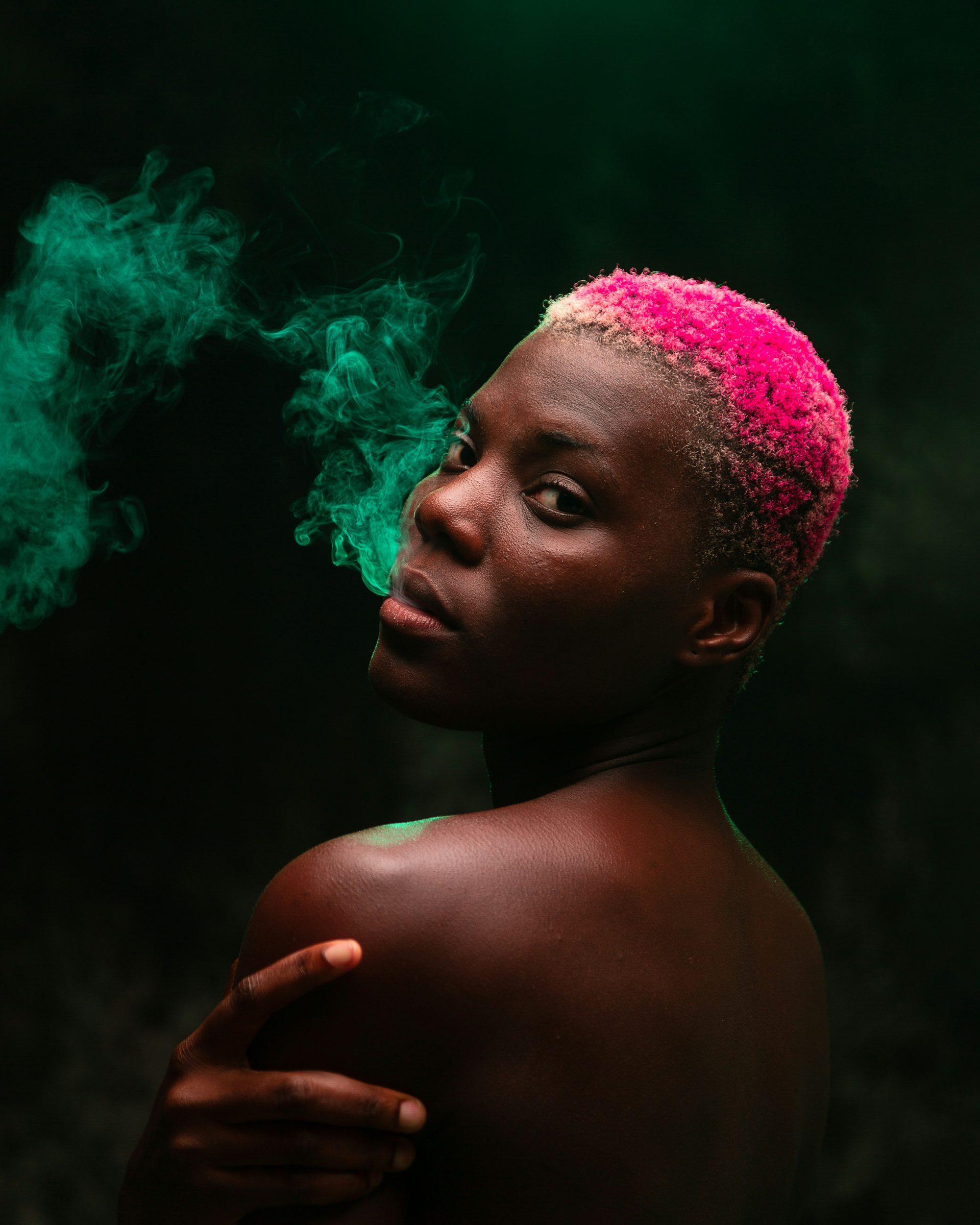 Studio portrait dark background elegant